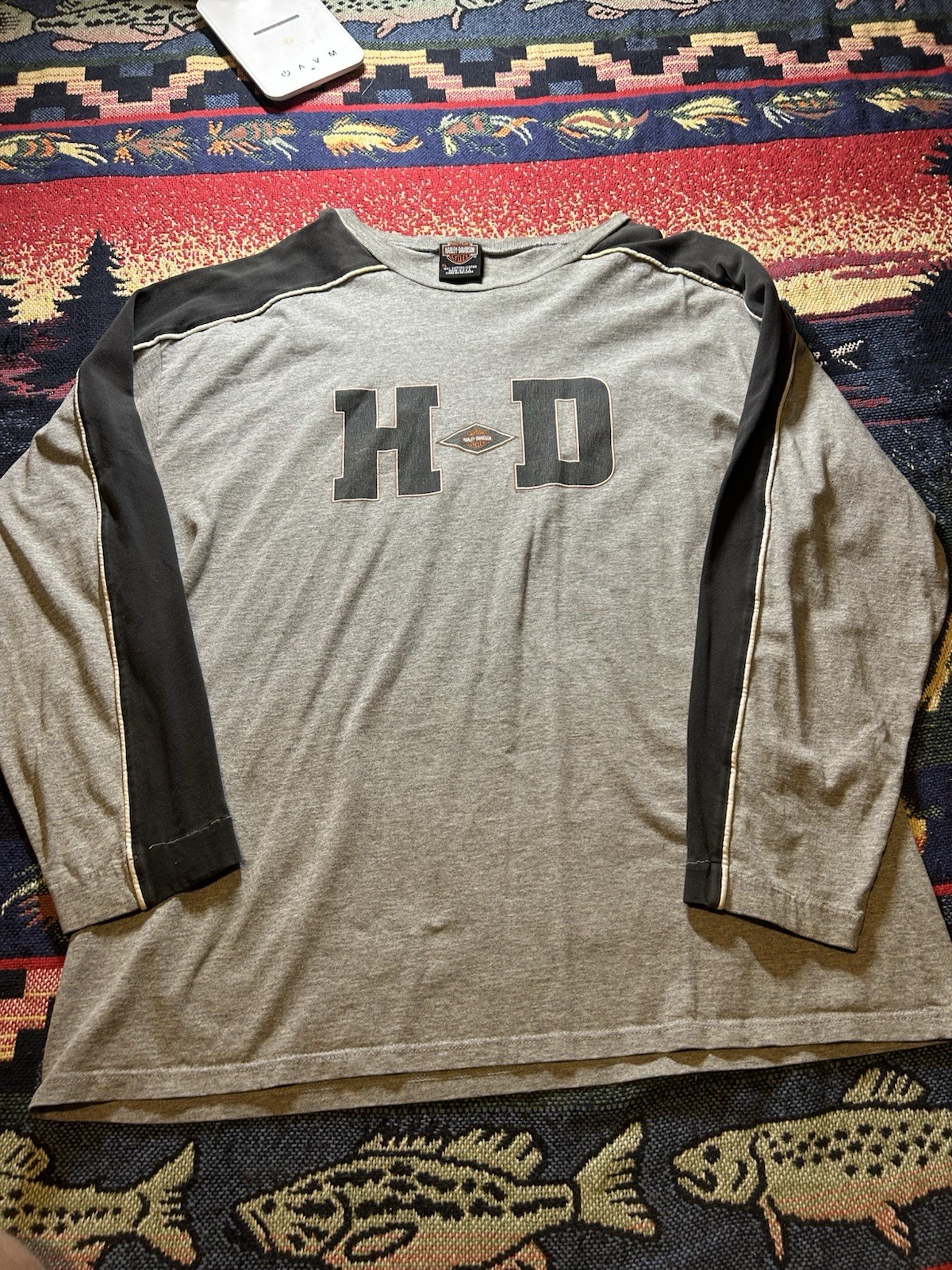 Insane Vintage Harley Davidson Gray Cotton Long Sleeve Shirt Sz XL Made In USA