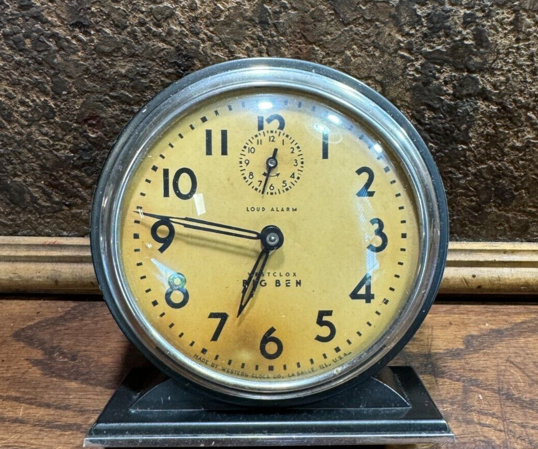 Vintage 1920s Art Deco WESTCLOX BIG BEN CLOCK w Alarm Windup / Working