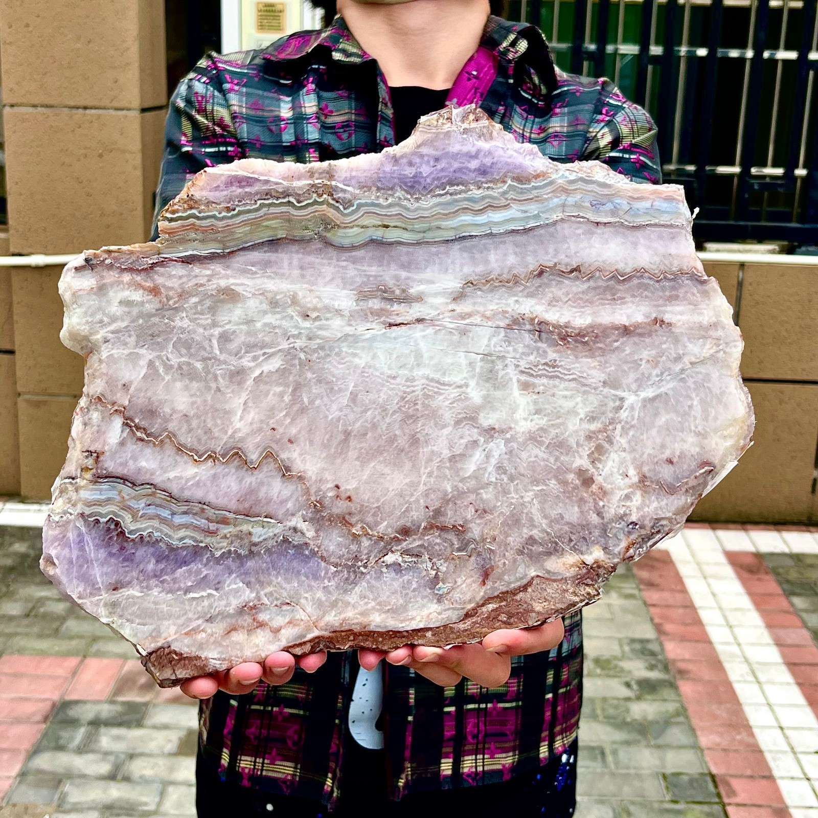 5.43LB Chevron Amethyst Polished Slice ( AKA Dream Amethyst)
