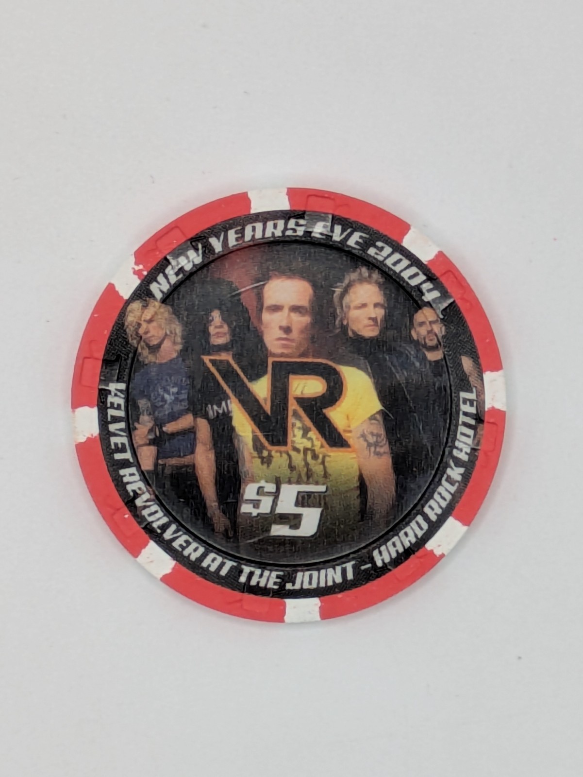 $5 Hard Rock (LV) Casino Chip, 2004 Velvet Revolver, New Uncirculated
