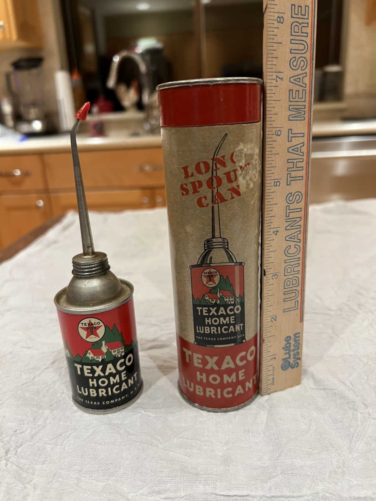 Vintage Texaco Home Lubricant Oiler Long Spout With Original Cardboard Box