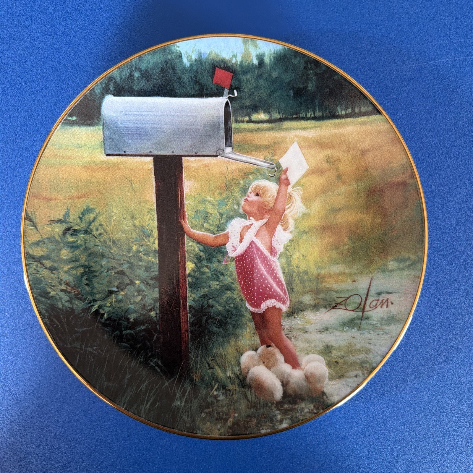 Letter to Grandma Plate by Donald Zolan - The World of Zolan Collection COA