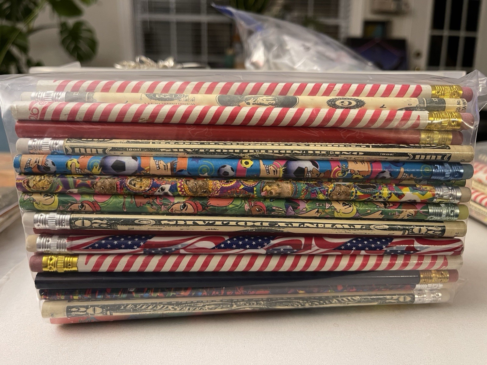 100 Unused Vtg Novelty Pencils  various colors & themes Teachers/Students Prizes