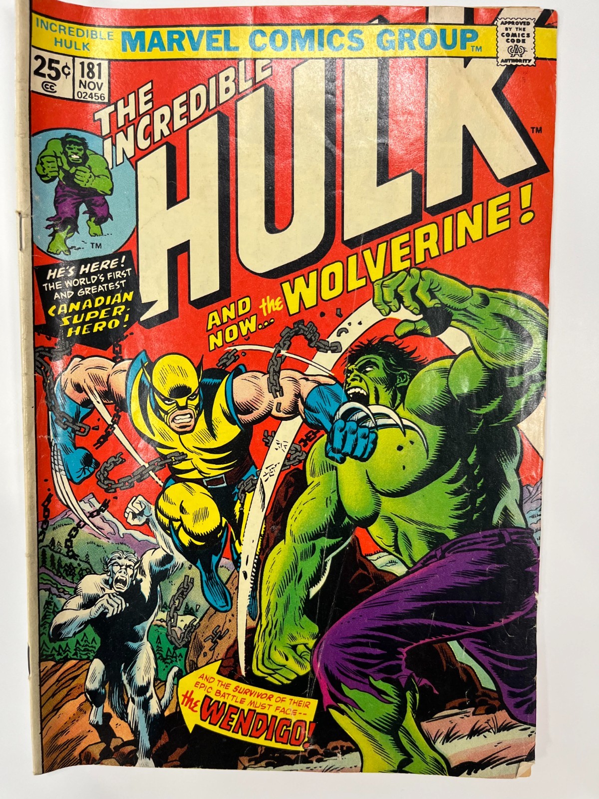 The Incredible Hulk comic book - first appearance of Wolverine #180 and #181