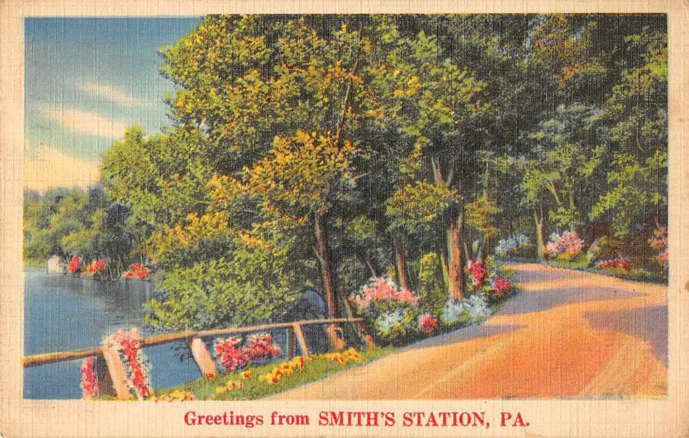 Smith\'s Station Pennsylvania Greetings Road Scenic Vintage Postcard JF360383