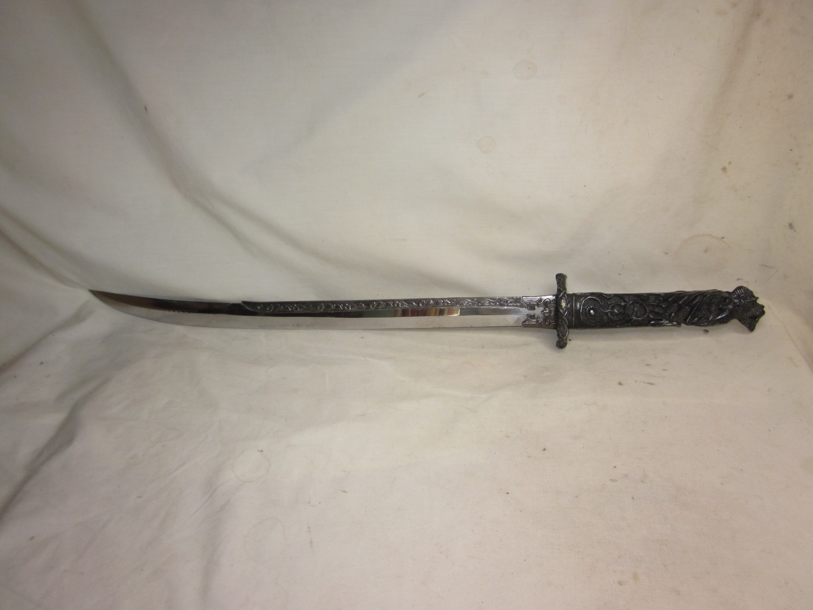 vintage Chinese Sword ornate hard polymer? dragon handle stainless 21