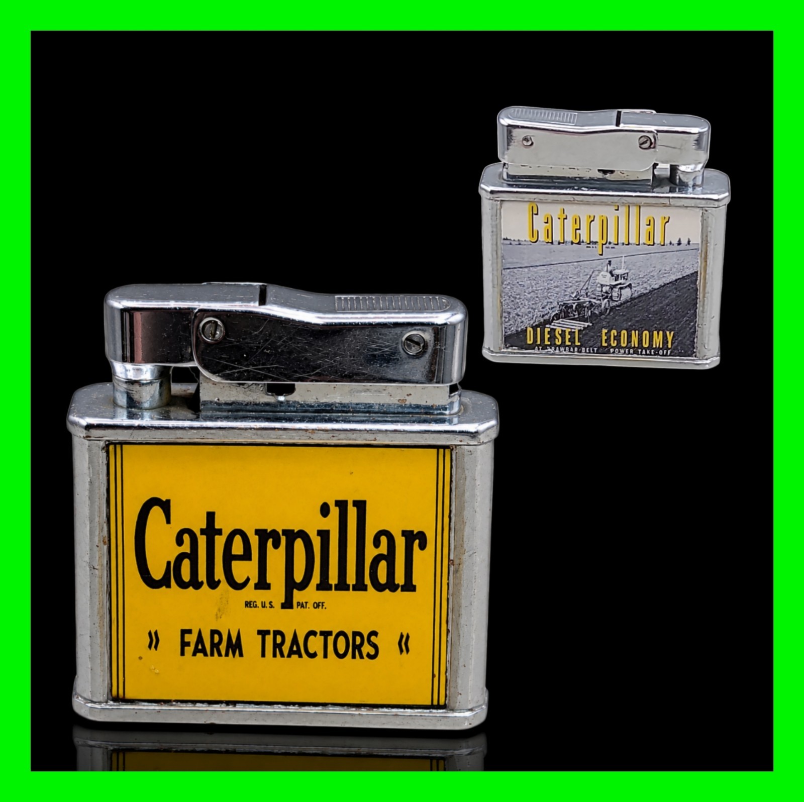 Vintage Caterpillar D2 Diesel Economy PTO Crawler Farm Tractor Ad Lighter Workin