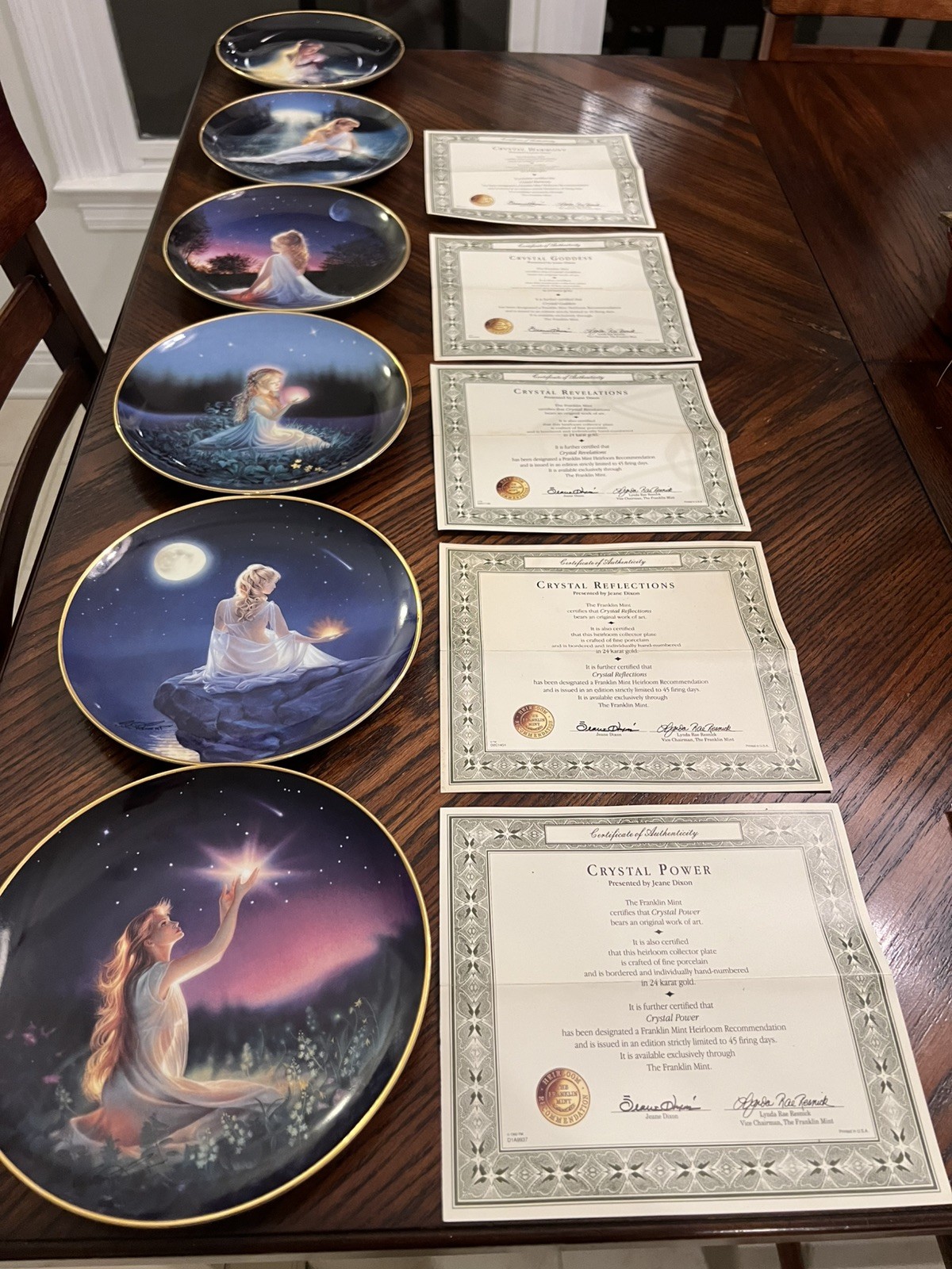 Franklin Mint Mystic Maidens Complete Set 6 Kirk Reinert Plates 5 COAs