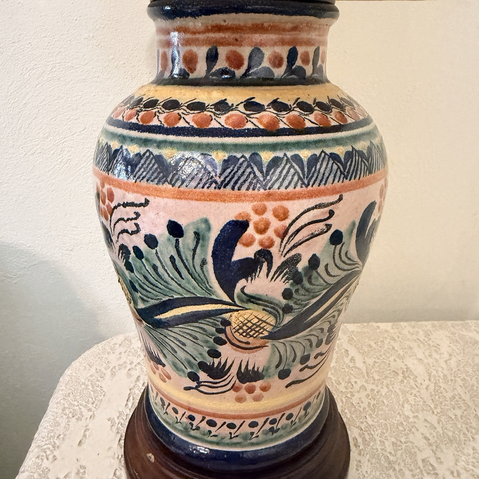 Vintage Mexican Pottery, Lamp Mexican Folk Art 22”