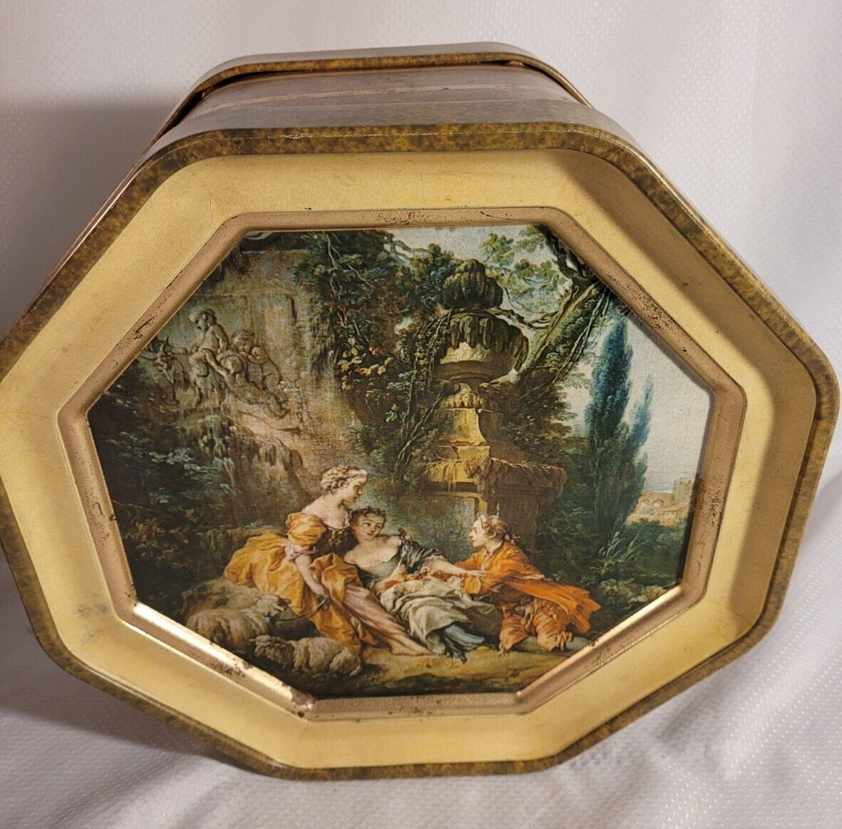 Vtg Sunshine Biscuit Tin Rococo Paintings 