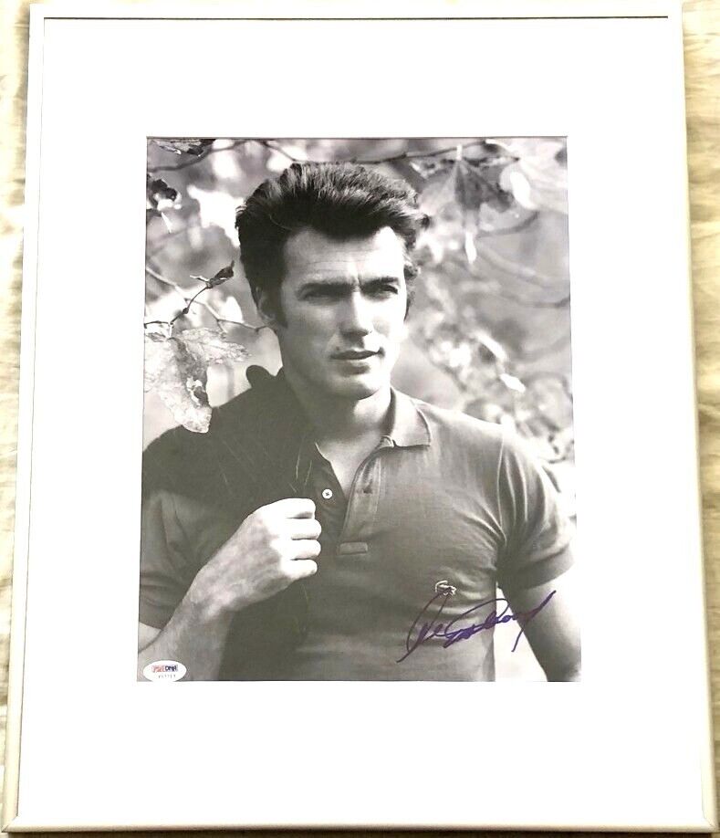 Clint Eastwood autographed autograph auto vintage B&W 11x14 photo framed PSA/DNA