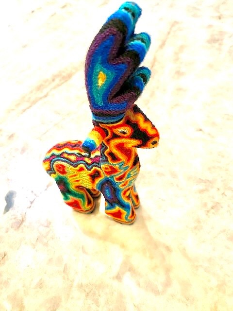 Vintage Huichol Wixárika Yarn Art Deer Sculpture Handmade Mexican Folk Art