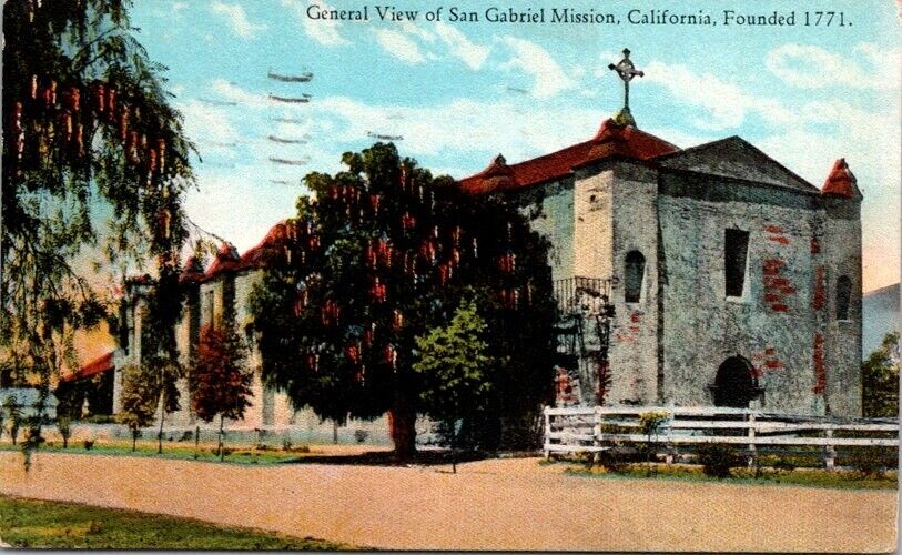 Vintage Postcard View San Gabriel Mission San Gabriel California CA 1925  1517