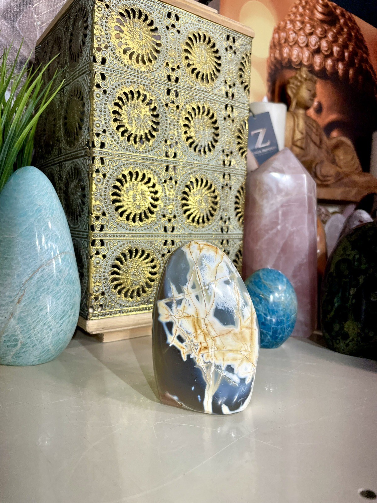 Snow Agate Orca Jasper Crystals Yoga Reiki Meditation Decor 4.5\