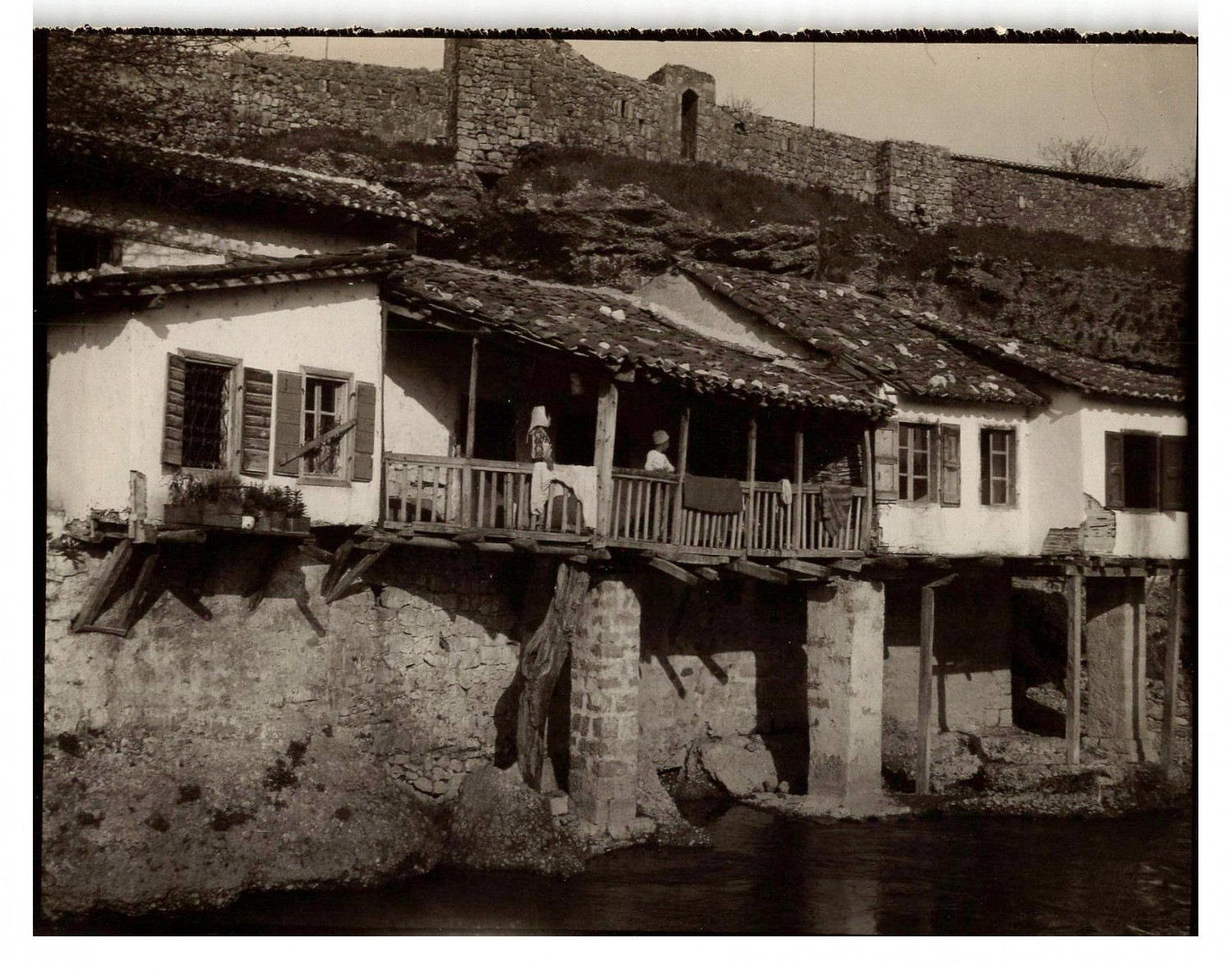 Montenegro, Podgorica, House by the river Original vintage print.  print d&#