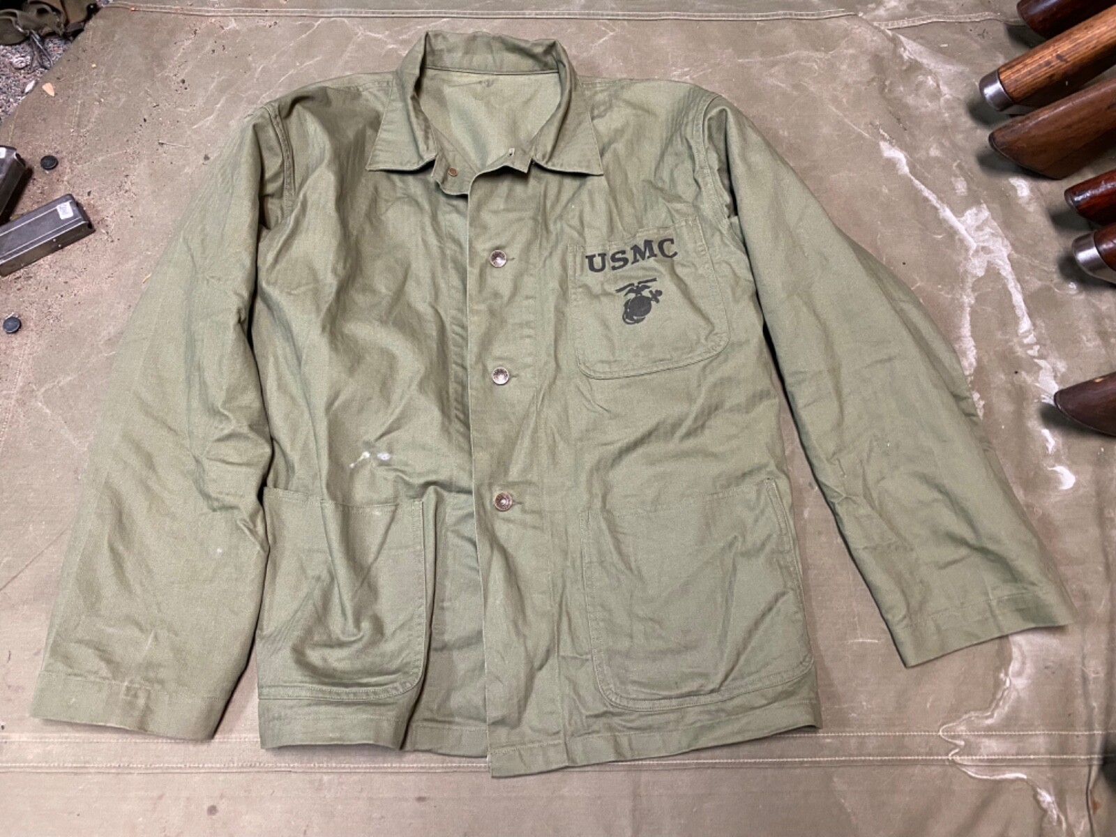 WWII US USMC MARINE P1941 P41 COMBAT FIELD HBT JACKET-SIZE MEDIUM 42R