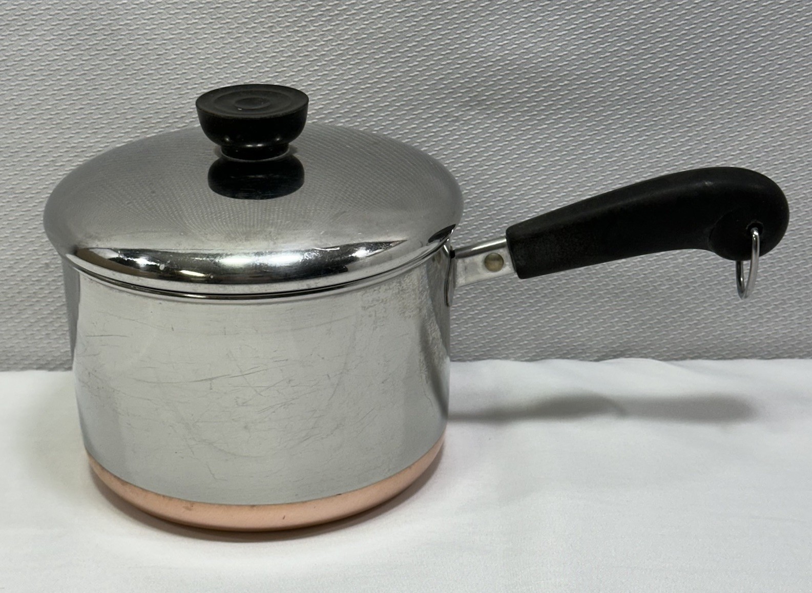 Vtg 1801 Revere Ware 1 1/2 Qt -84 Saucepan Copper Bottom Stainless Clinton, USA