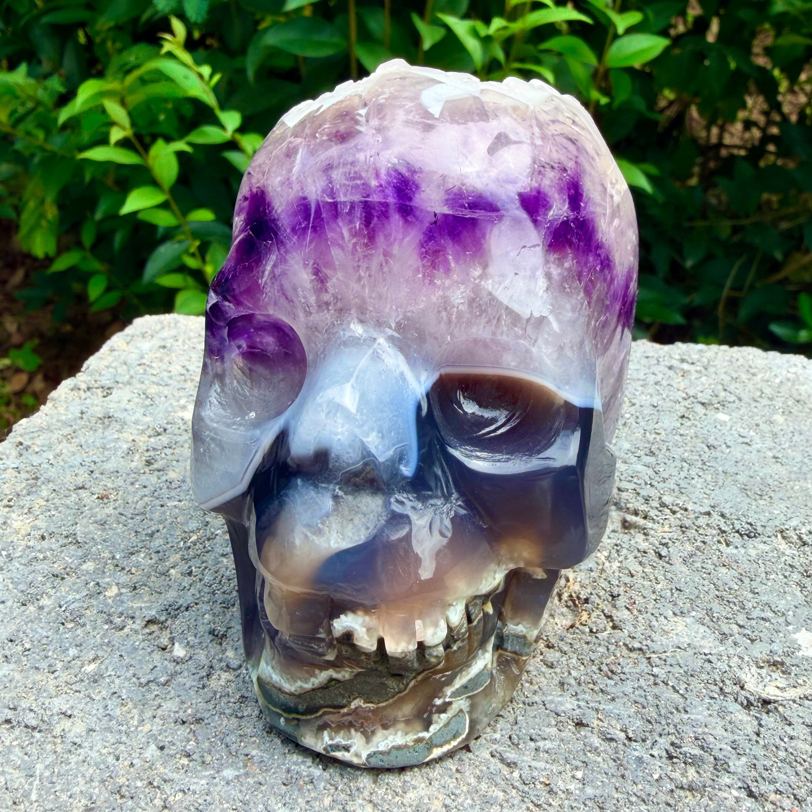 1.7lb Amethyst agate crystal cave skull, Rare hand carved skull specimen 1.7lb Amethyst agate crystal cave skull, Rare hand carved skull specimen