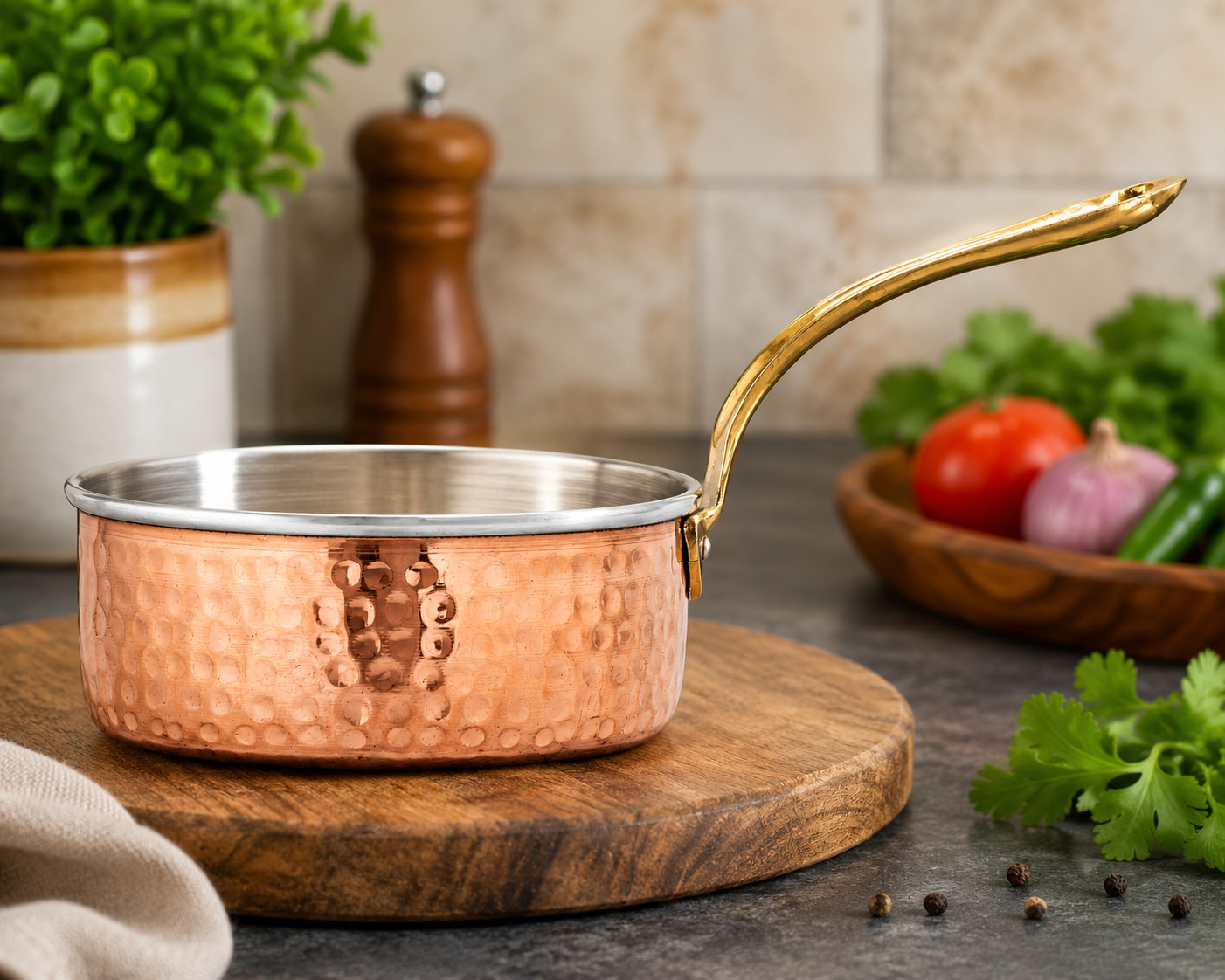 Steel Copper Frying Pan Fry Cookware Chef Induction Base New Round Kitchenware