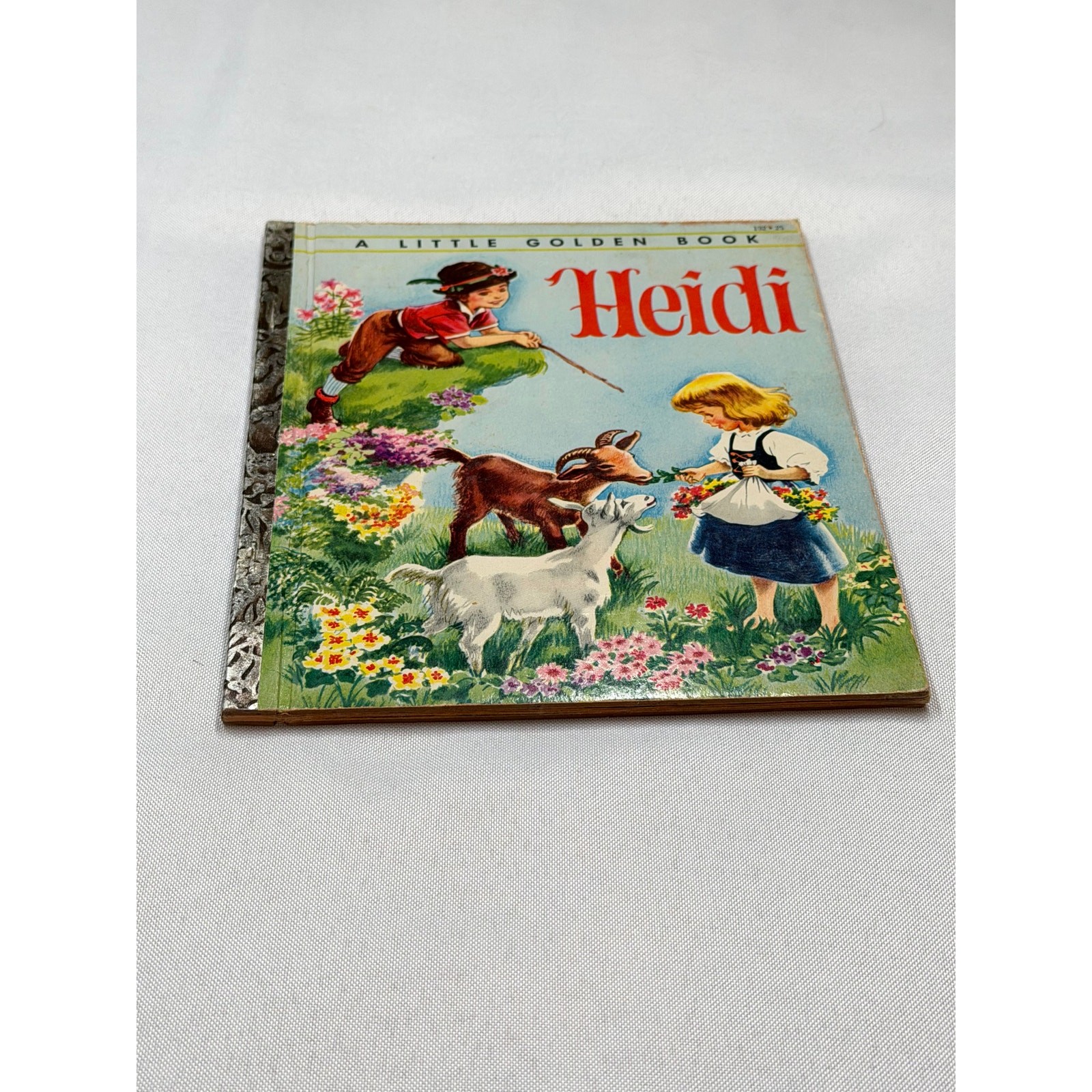 Vintage Little Golden Book Heidi 25¢ Silver Foil Spine 1950s 1960s Hardcover