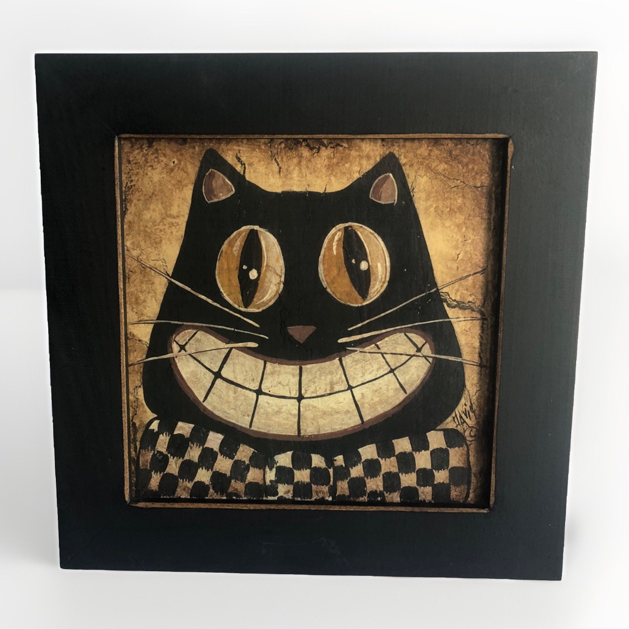 Folk Art By David Whimsical Cat Big Smile Signed David With A C In A Circle