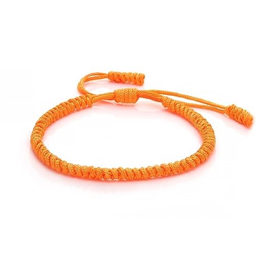 Hand-Knitted Lucky String Bracelet Adjustable Tibetan Buddhist Prayer orange