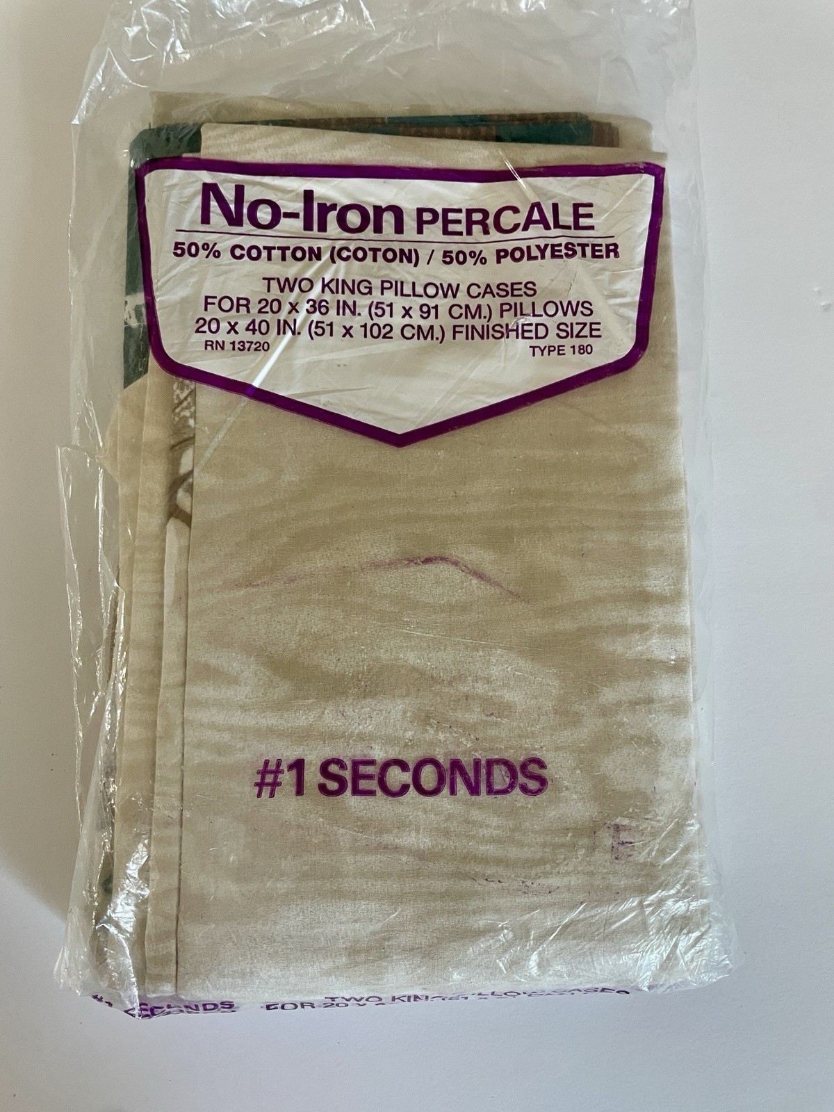 VTG #1 Seconds King Pillowcase Pair Fall Themed Percale Cotton Blend