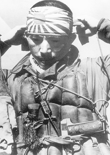 B&W WWII WW2  Photo Japanese Kamikaze Pilot Prepares  World War Two Japan / 2217