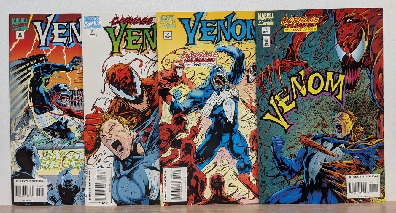 VENOM CARNAGE UNLEASHED #1-4 1 2 3 4 Complete 1995 Marvel Series Set Run 