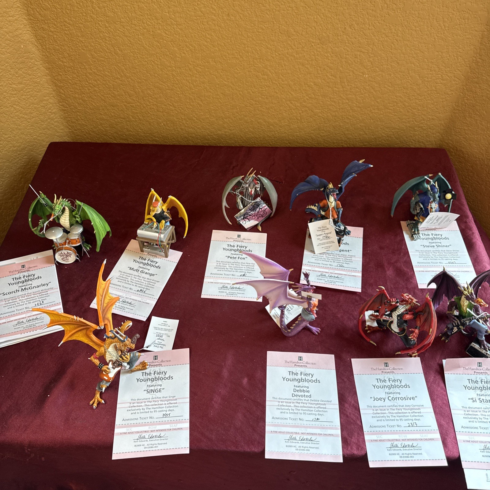 Lot of 9- The Hamilton Collection The Fiery Youngbloods-Musical Dragons  New COA