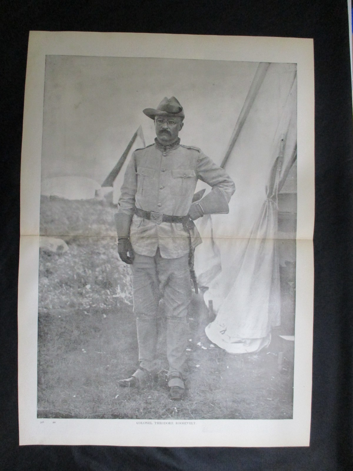 1899 Spanish American War Print - Colonel Theodore Roosevelt Leads Rough Riders