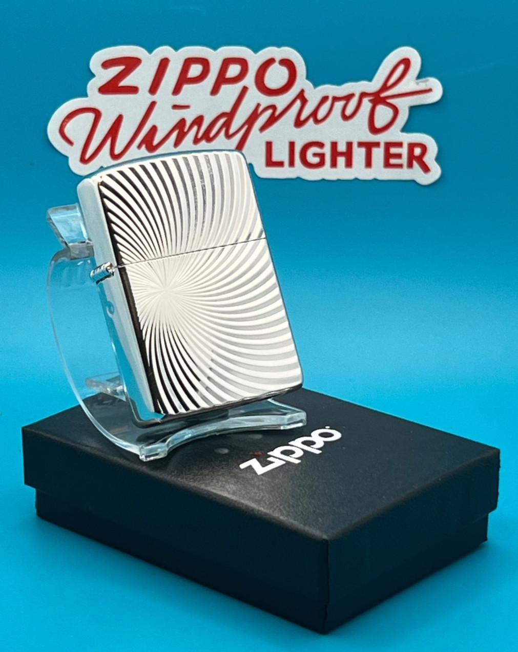 Genuine Brand New 2025 ZIPPO Lighter Double Sided ARMOR SWIRL Brilliant Chrome