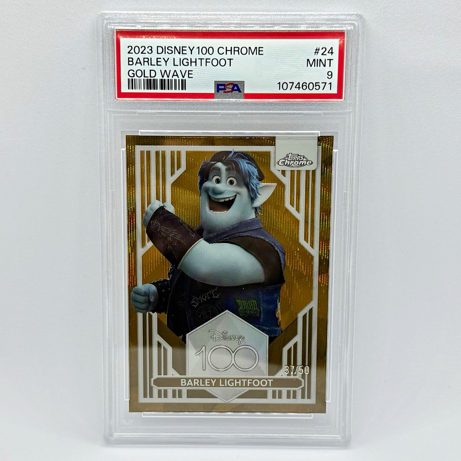 2023 Topps Disney100 Chrome Barley Lightfoot #24 Gold Wave /50 PSA 9