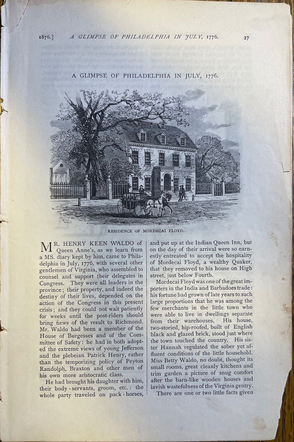 1876 Philadelphia in 1776 Independence Hall London Coffee House Town Hall