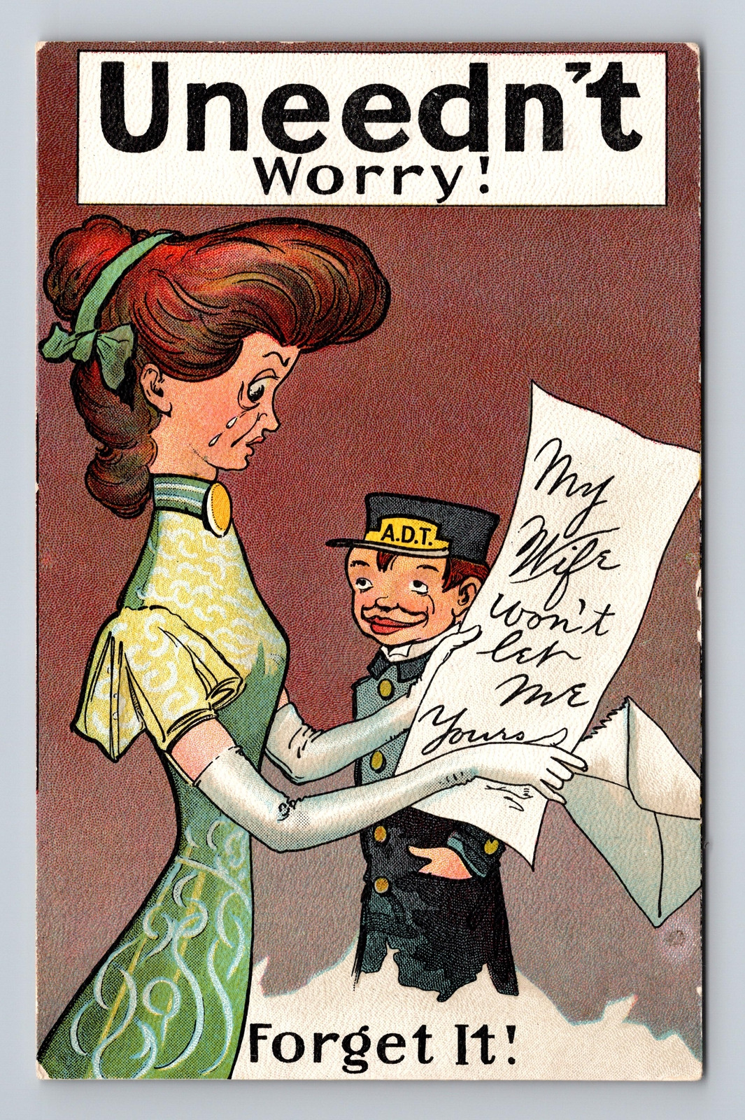 c1910s Postcard Uneedn't Worry Forget it Romantic Humor