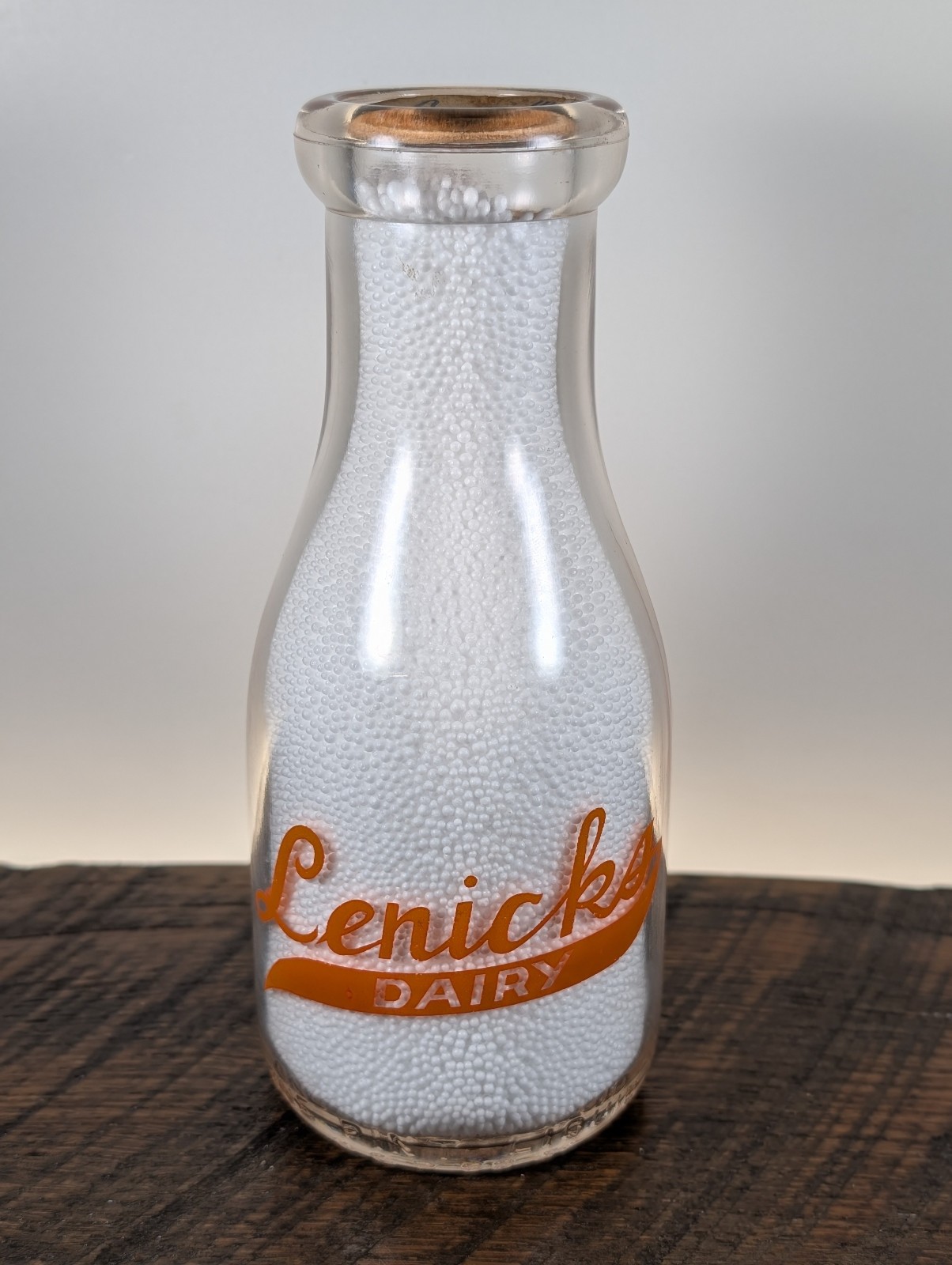 Lenick\'s Dairy LaPorte La Porte IN IND INDIANA Pyro Pint Milk Bottle Baby ACL