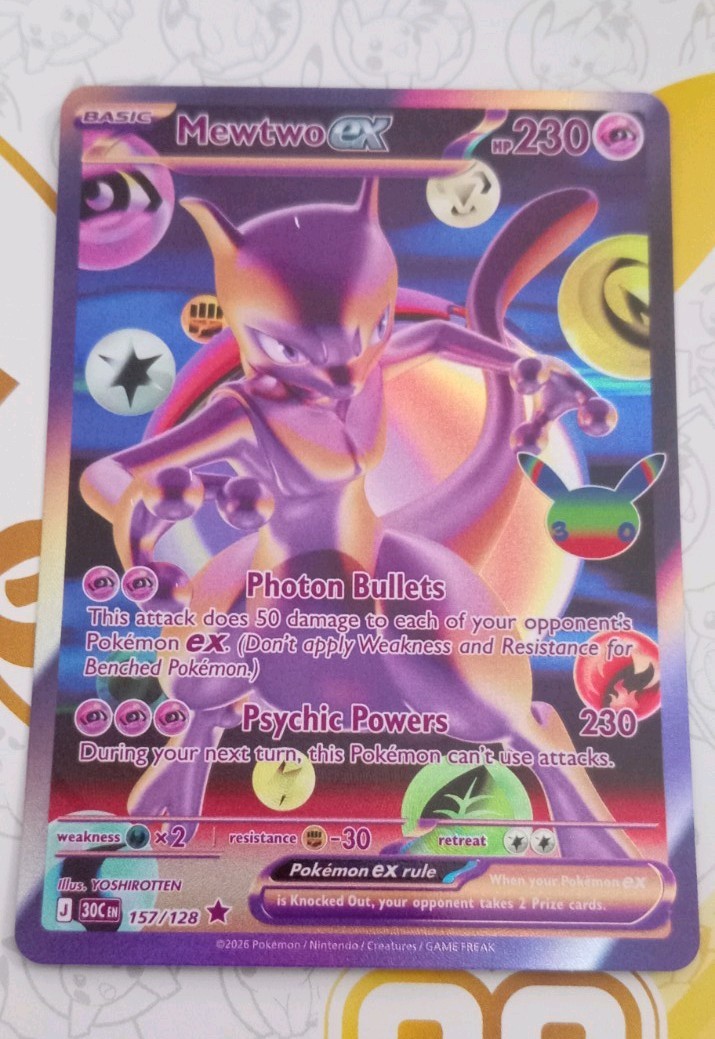 READ DESCRIPTION Pokemon Mewtwo ex 157/128 2026 30th Futuristic Rare