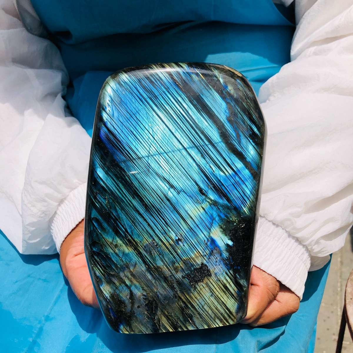 5.43LB Natural Gorgeous Labradorite Quartz Crystal Stone Specimen Healing