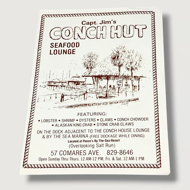 Late 1980s Capt Jims Conch Hut Seafood Lounge St Augustine Florida Vintage Ad X