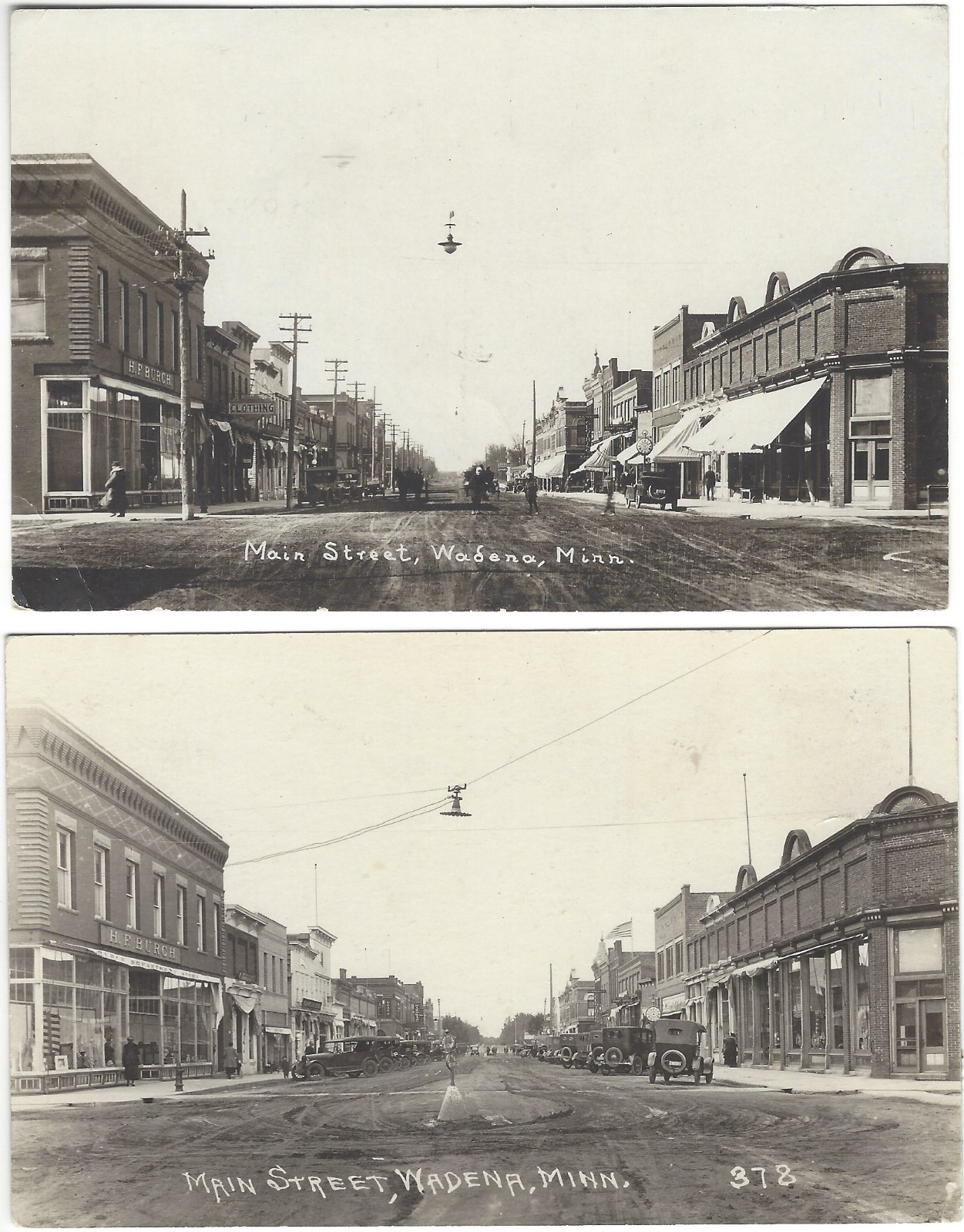 Nice pair of real photo mainstreet postcards from Wadena Minnesota great detail