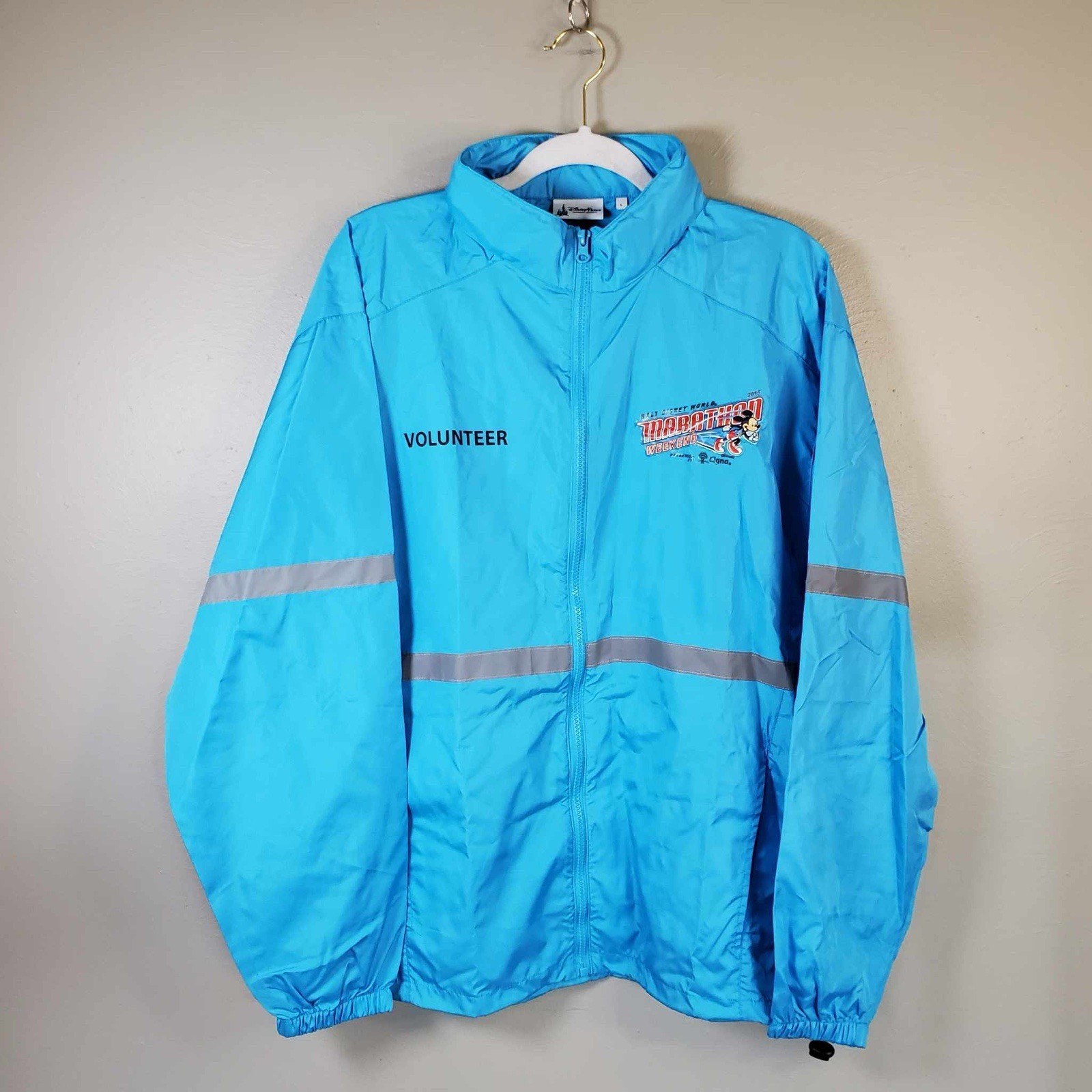 Disney Parks Authentic 2015 Marathon Volunteer Rain Jacket L Adult