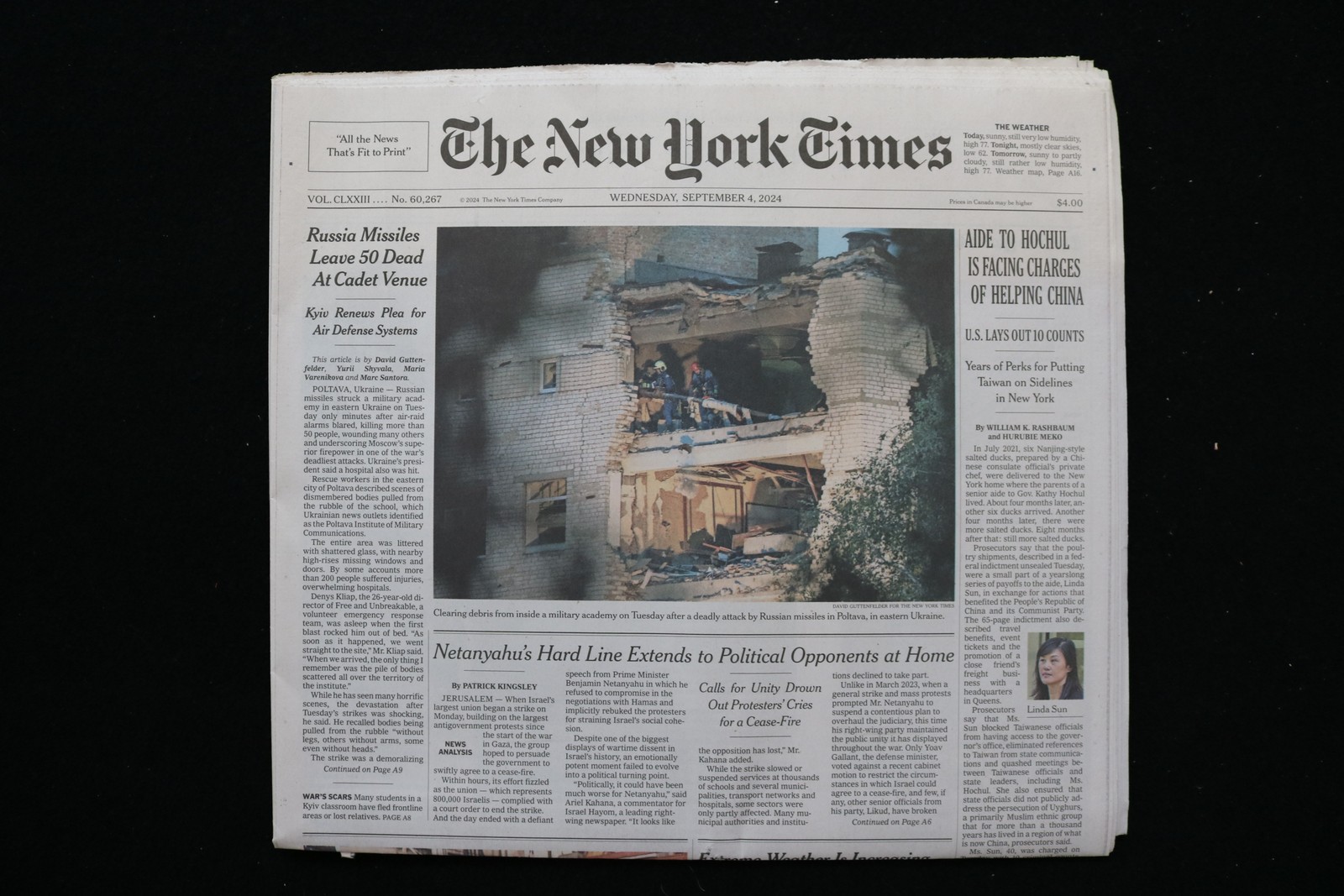 2024 SEP 4 NEW YORK TIMES - AIDE TO HOCHUL IS FACING CHARGES OF HELPING CHINA
