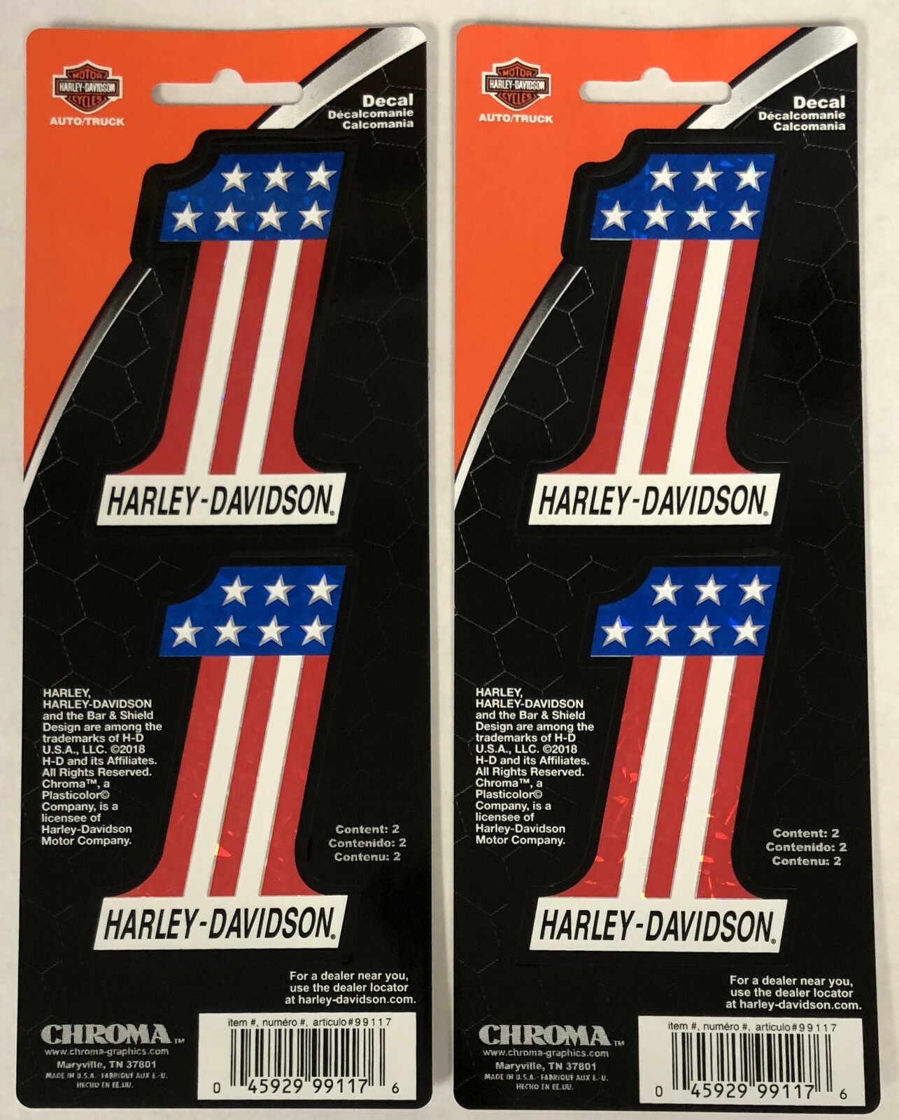 Harley-Davidson Number 1  Red White Blue 2 sheets of Stickers Decals NEW