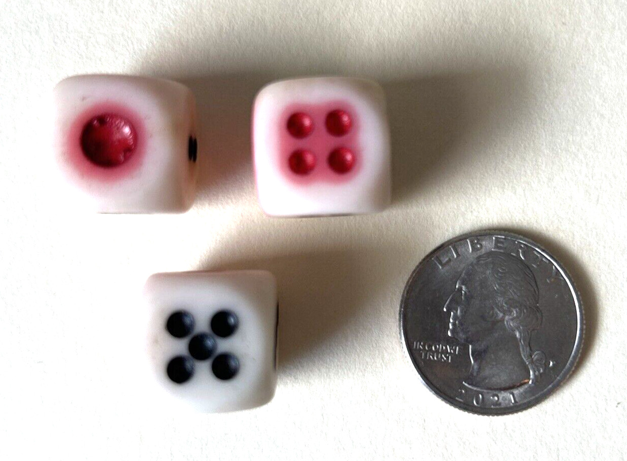 Vintage Lot of 3  Gaming Dice Red Black Gambling