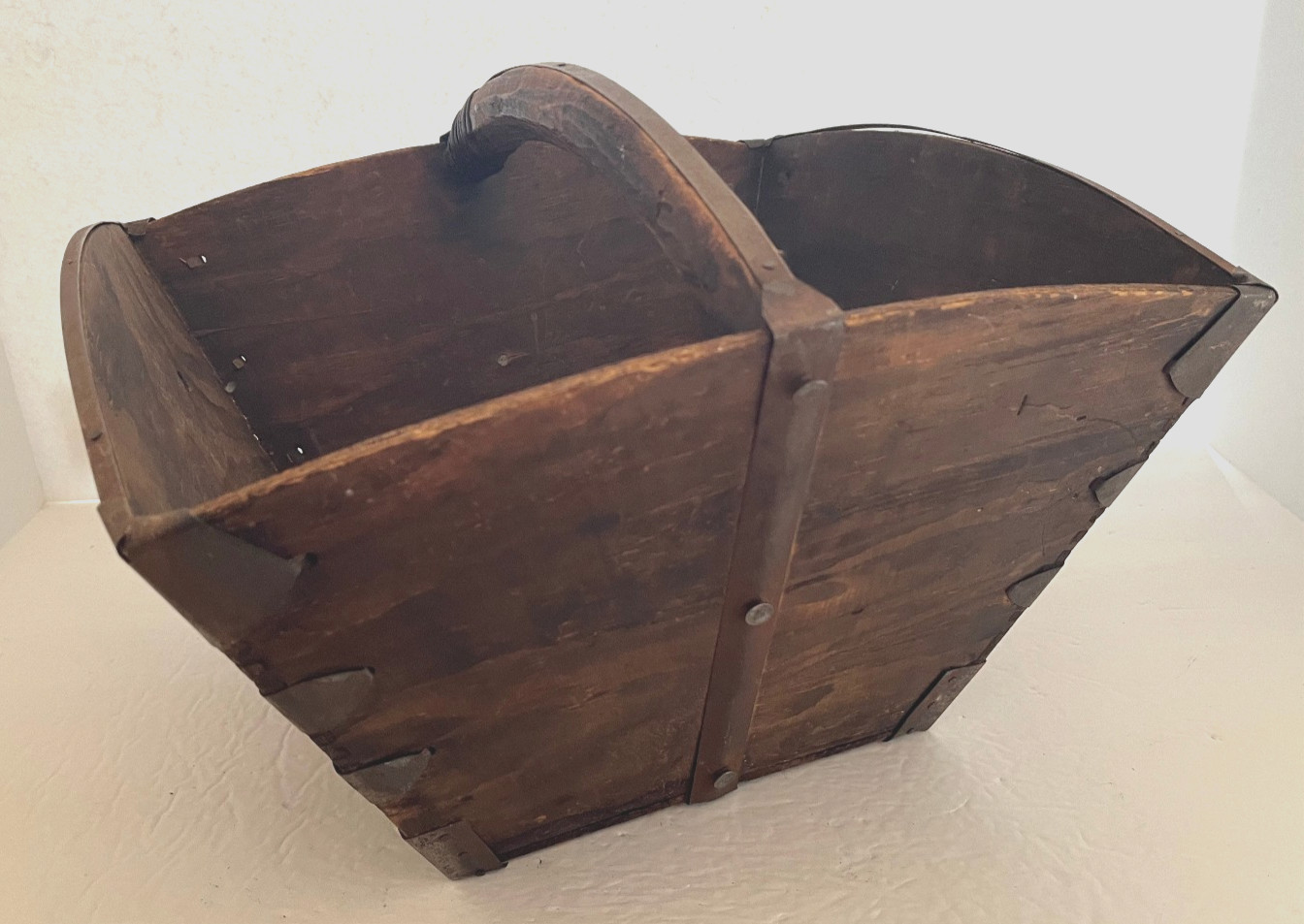 Antique Chinese Wood Rice Bucket Carrier