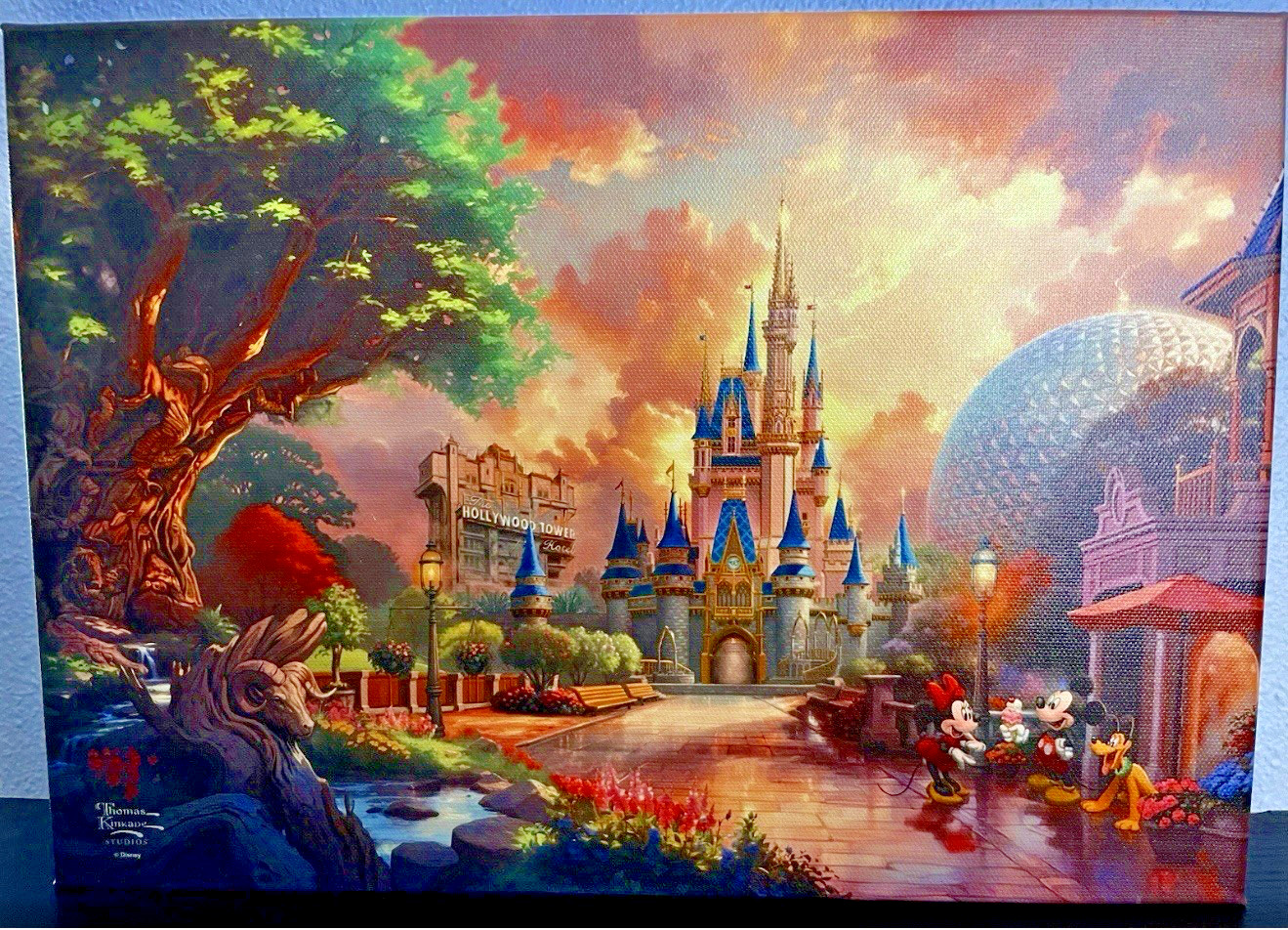 Disney Parks 2025 Exclusive All 4 Parks Canvas WDW Epcot MK Thomas Kinkade 14x10