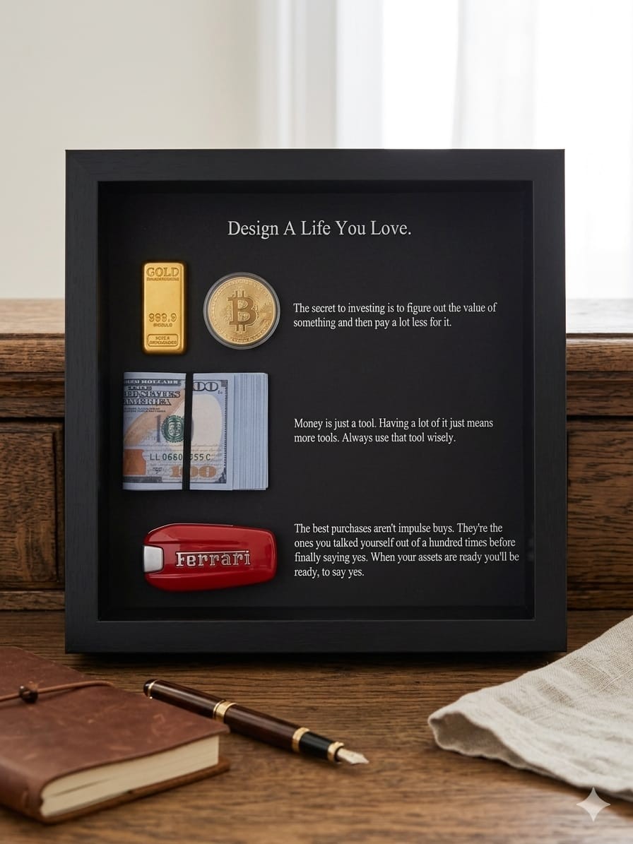 Motivational Wall Art Frame  “Design A Life You Love” Shadow Box