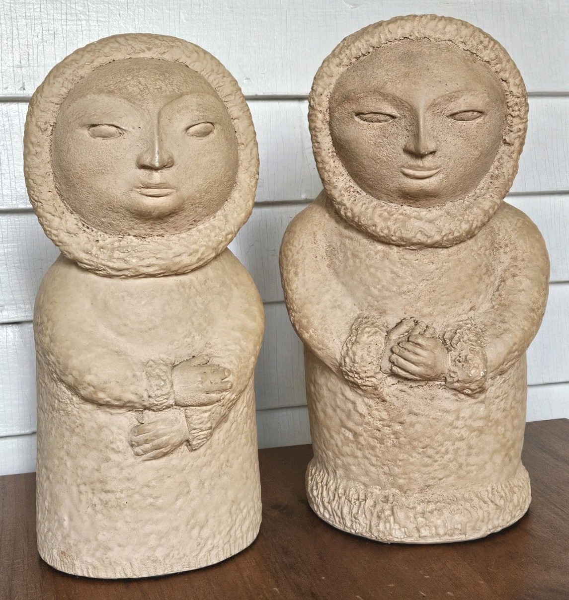 Vintage 1976 Paul Bellardo Inuit Eskimo Sculpture Pair 13\
