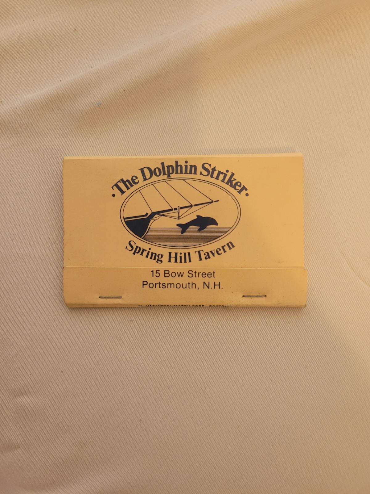 Vintage Matchbook Portsmouth New Hampshire Dolphin Striker Spring Hill