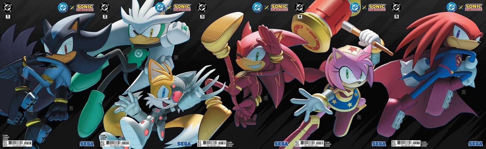 DC X Sonic The Hedgehog #1 - 5 Deegeemin Connecting Variant Set Comic Book Set